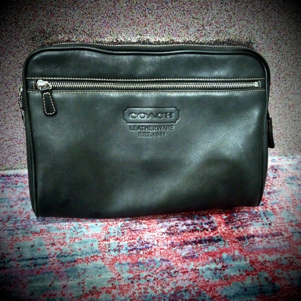 SOLD-NOT AVAILABLECoach Black Large Leather Clutch